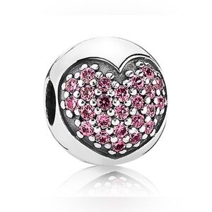 Authentic Pandora Retired ‘Love of My Life’ Salmon Pave Zirconia S925 Ale Clip